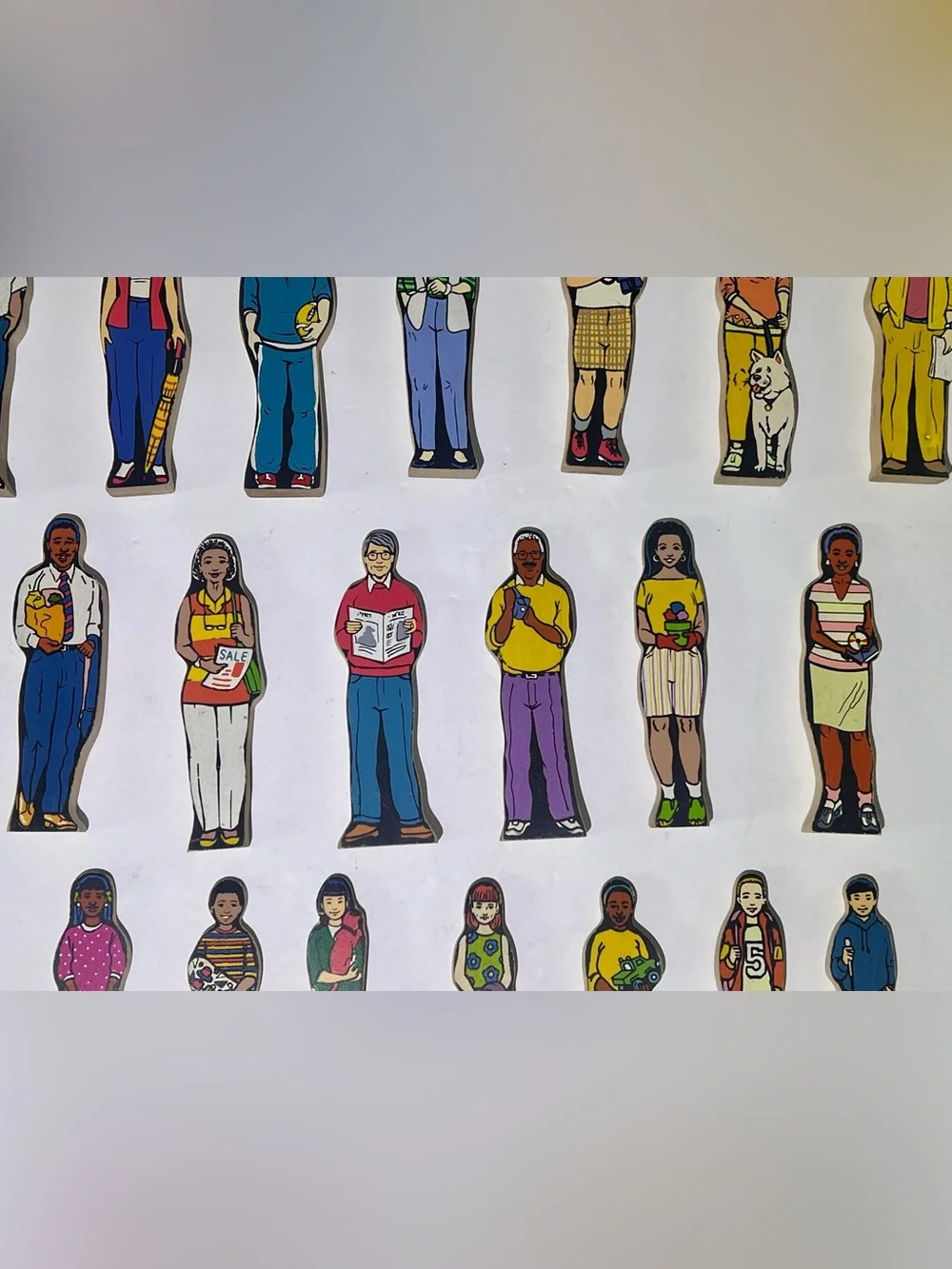 Vintage Wooden People Puzzle Figure Lot of 20 Educational Toy